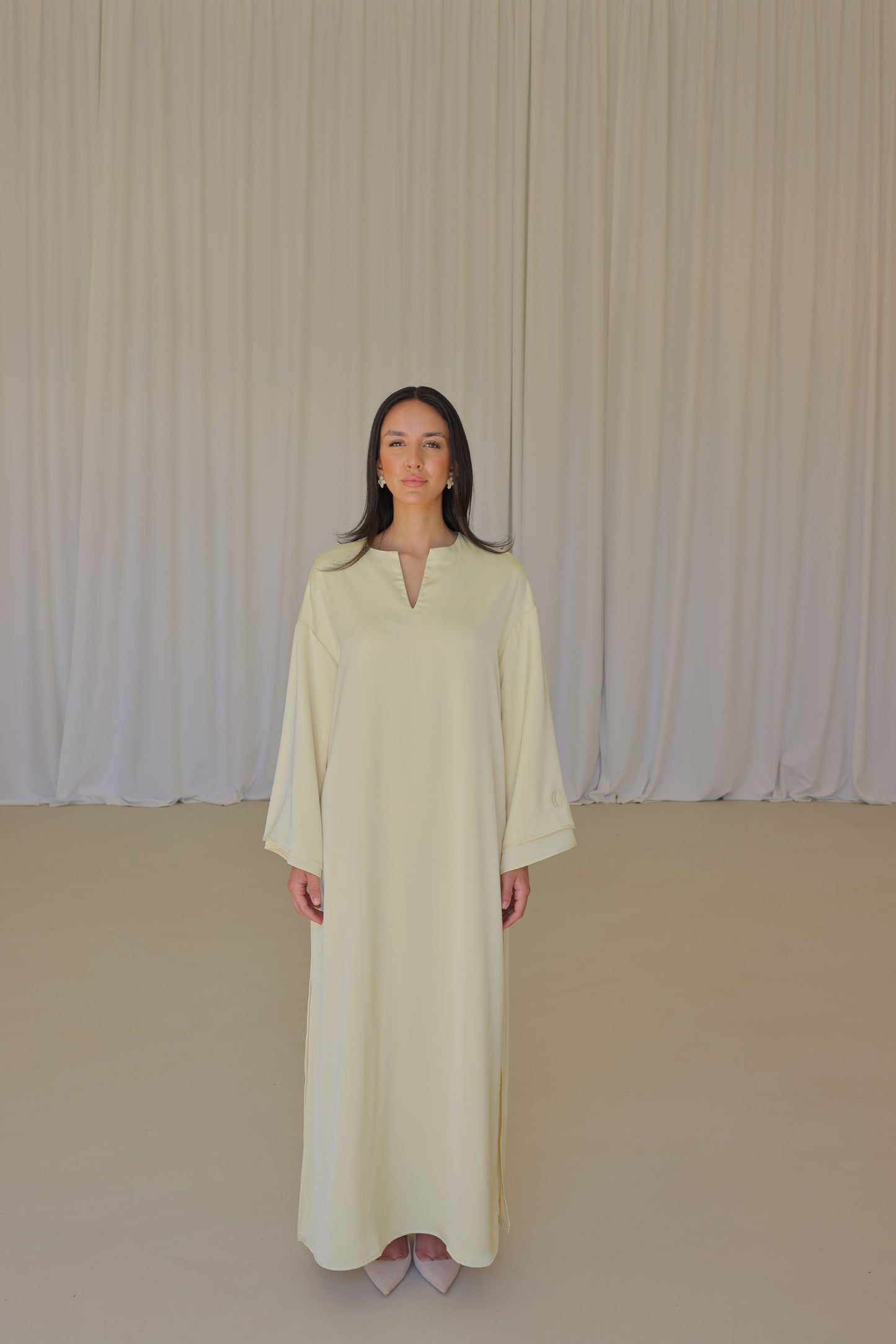 High Split Satin Dress - Butter Yellow