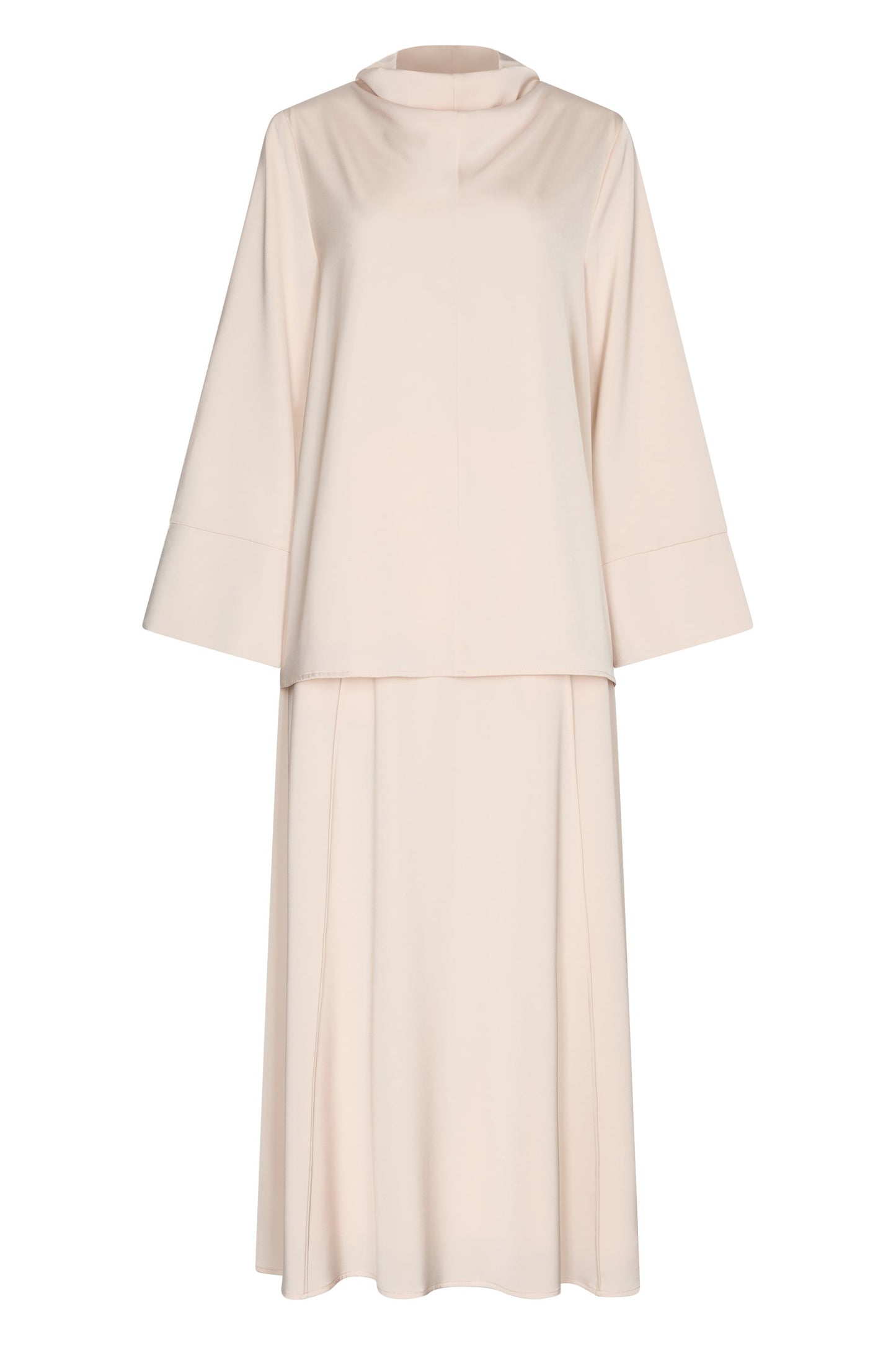 The High-Neck Satin Set - Peachy beige