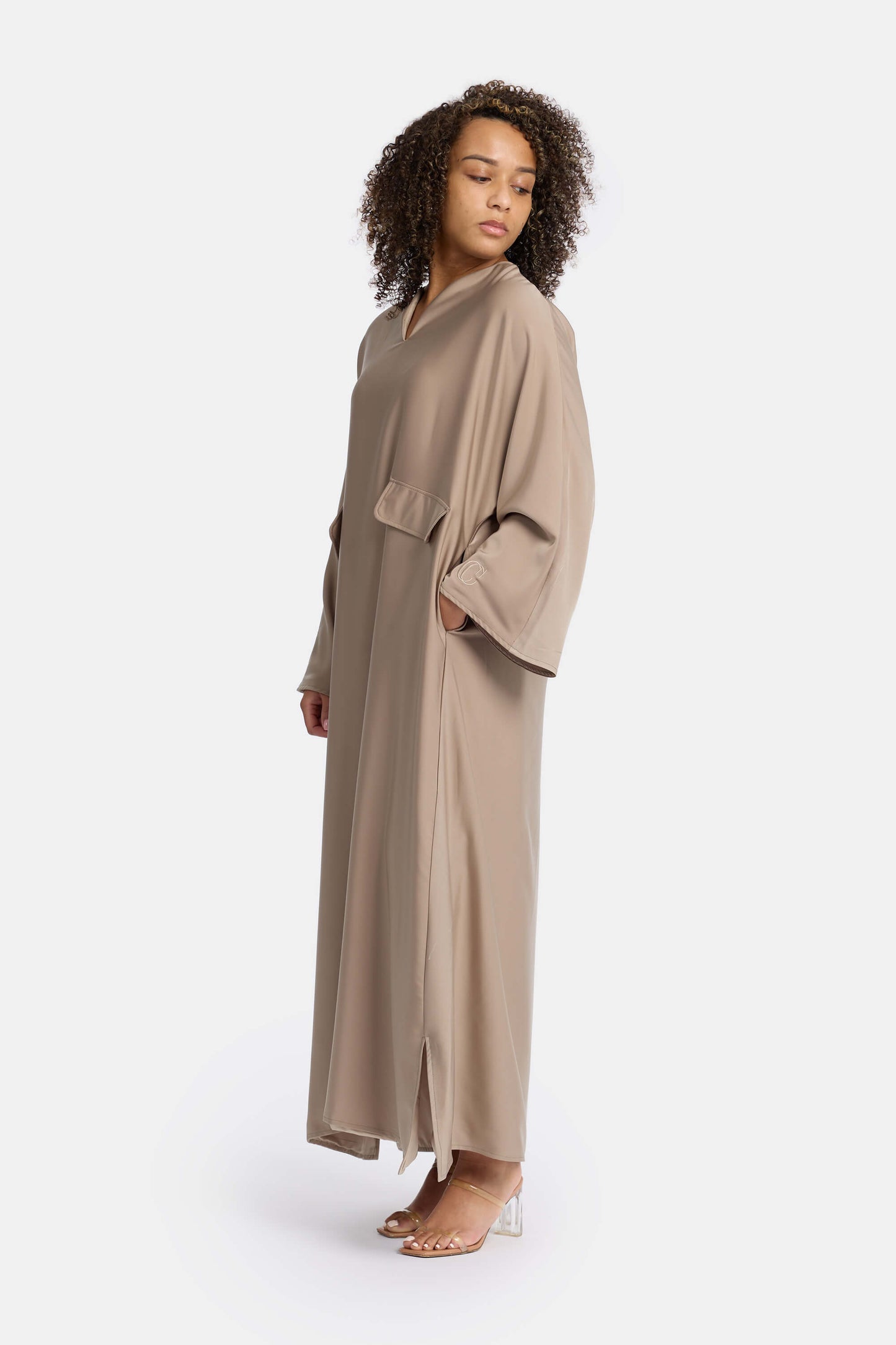 CAMELIA Satin dress - Ash Taupe