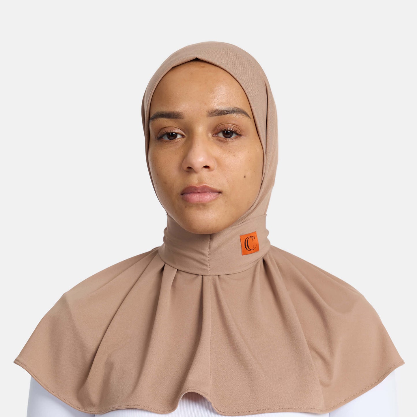 Instant scarve - Latte beige with orange