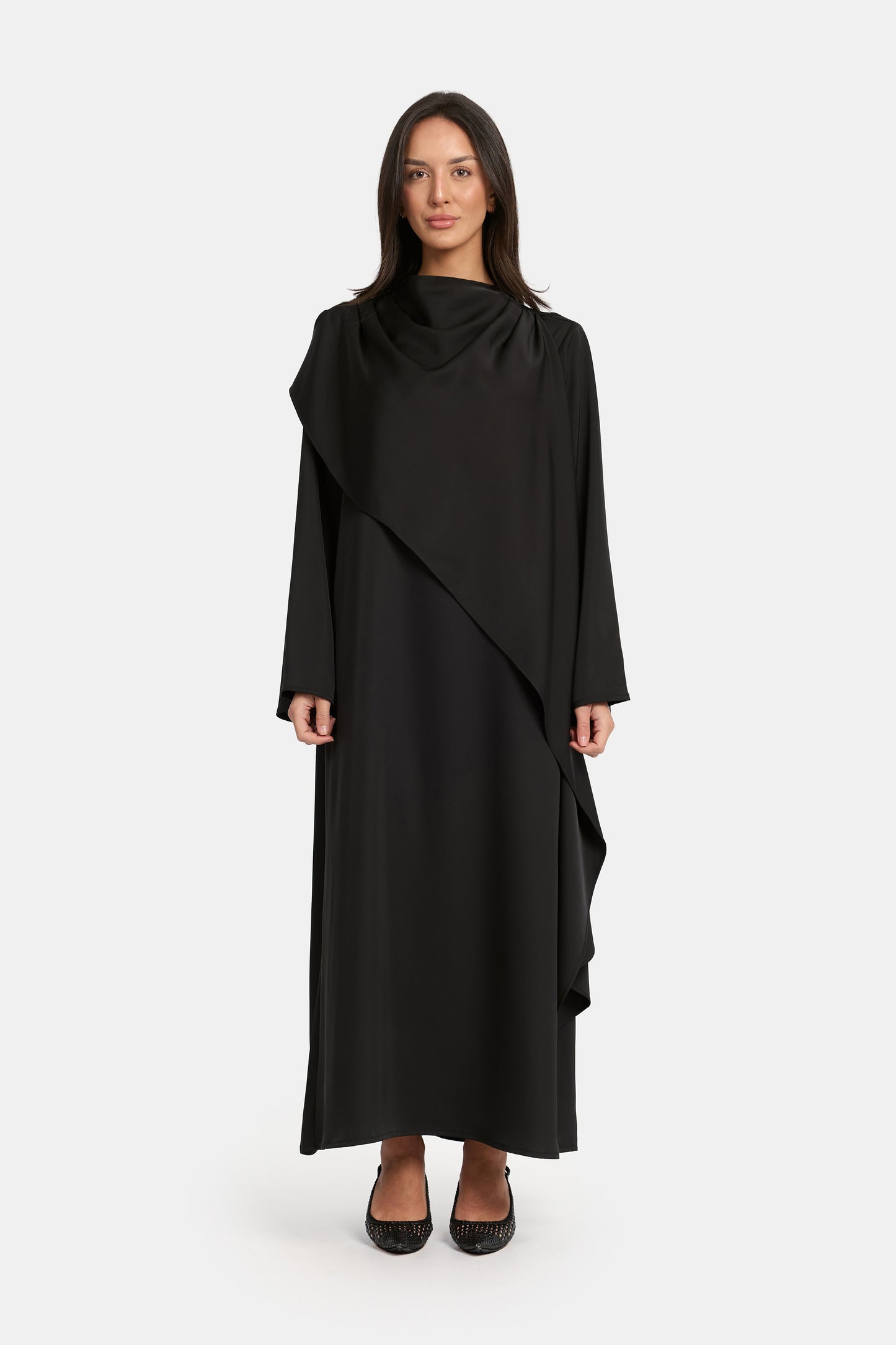Draped Overlay Dress - Black
