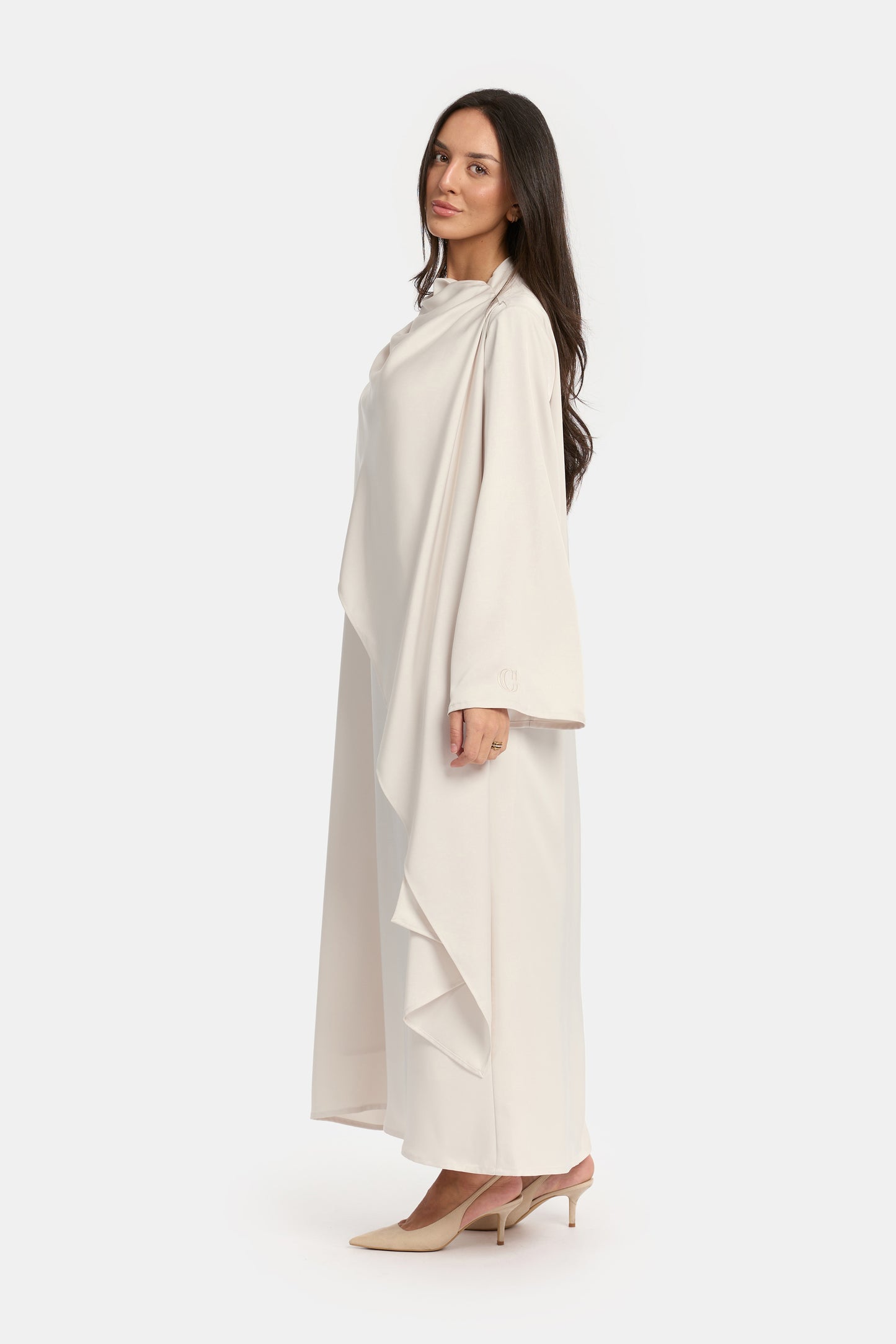 Draped Overlay Dress - Soft Ivory