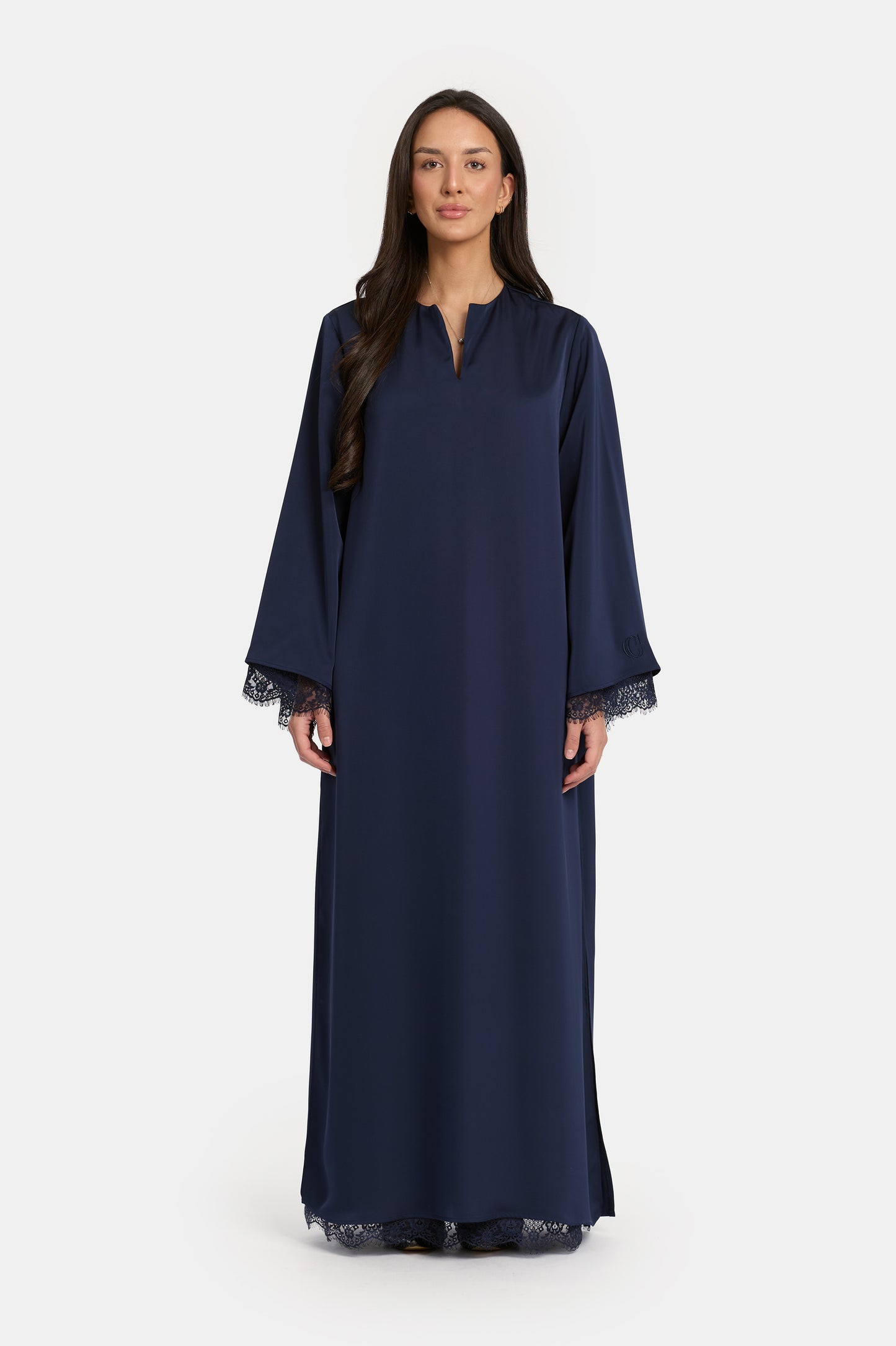 Double-Layer Lace Dress - Navy