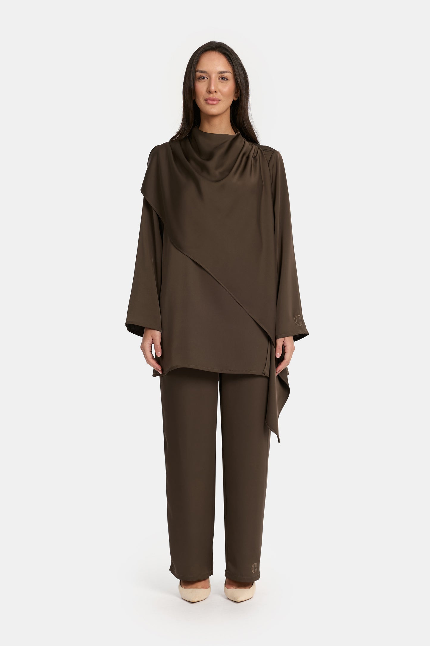 Draped Overlay Twinset - Cacoa Noir