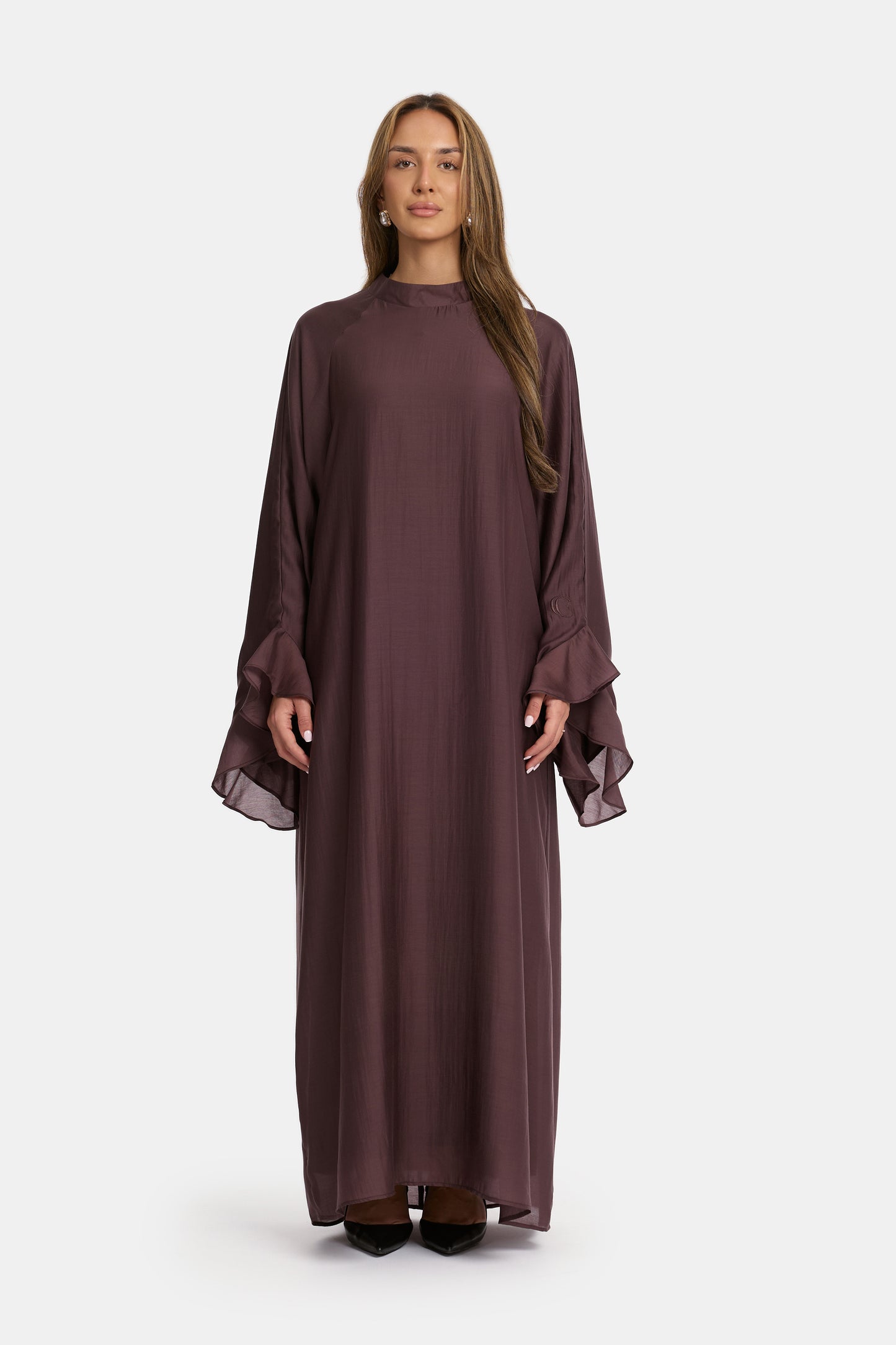 Flowy Sleeve Dress - Deep Plum