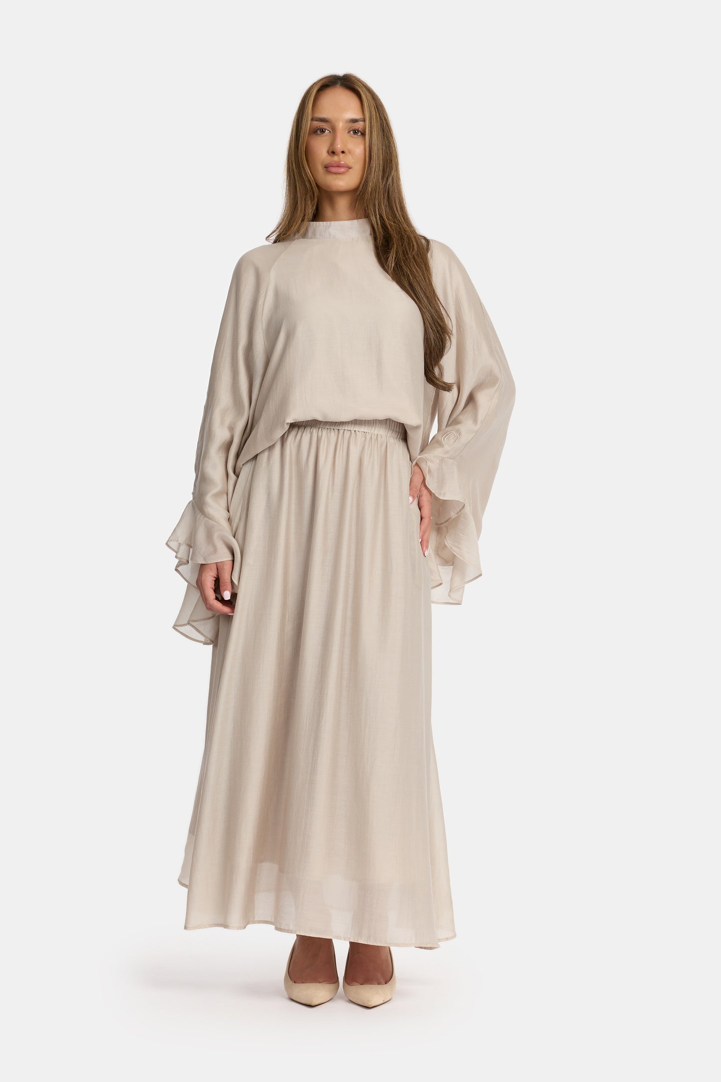Flowy Sleeve Co-Ord Set - Pearl