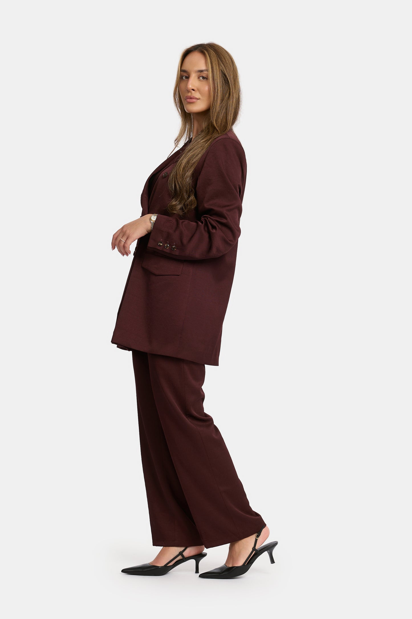 Textured Blazer - Burgundy