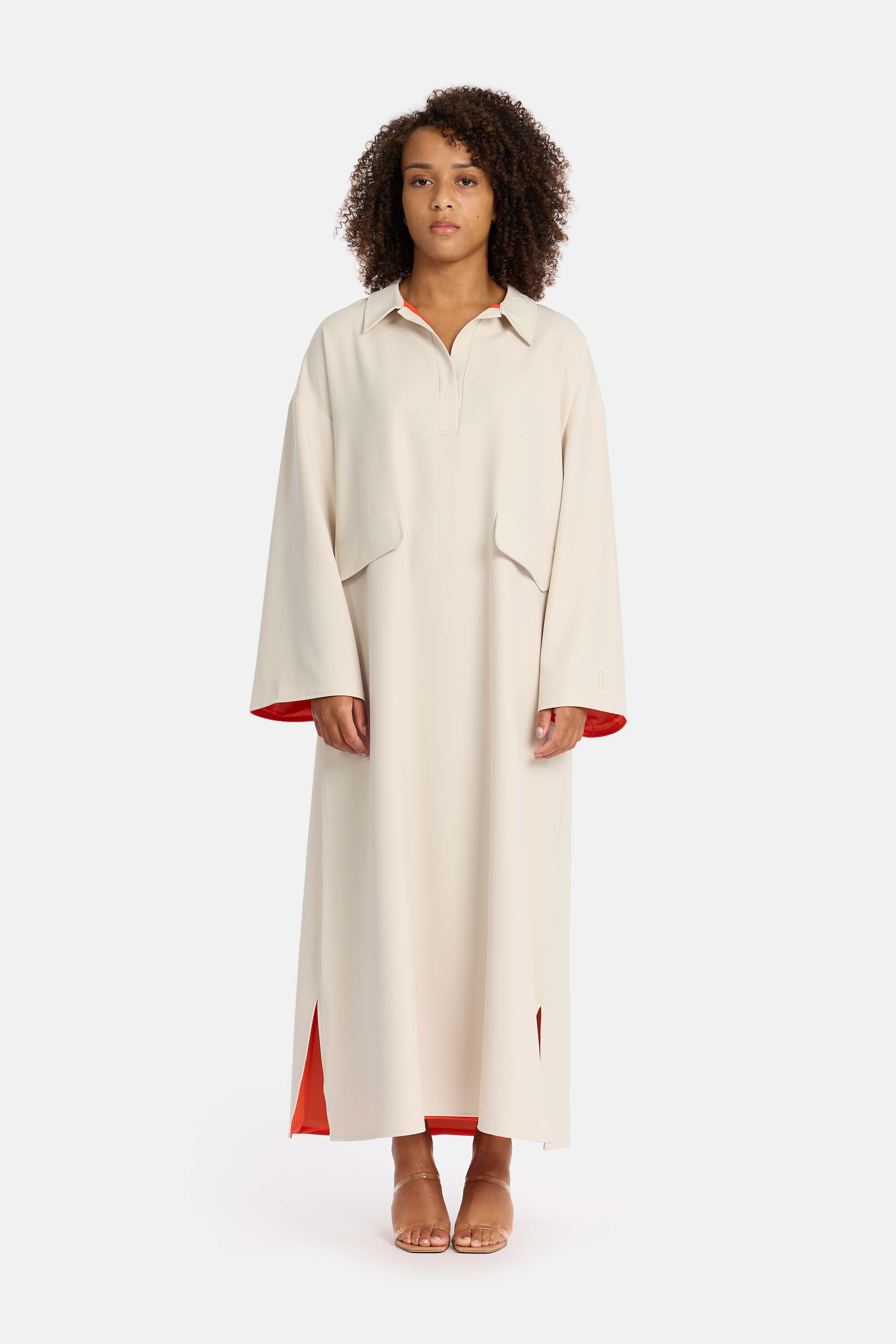 Beige dress with Orange lining – CAMÉLIA OFFICIAL