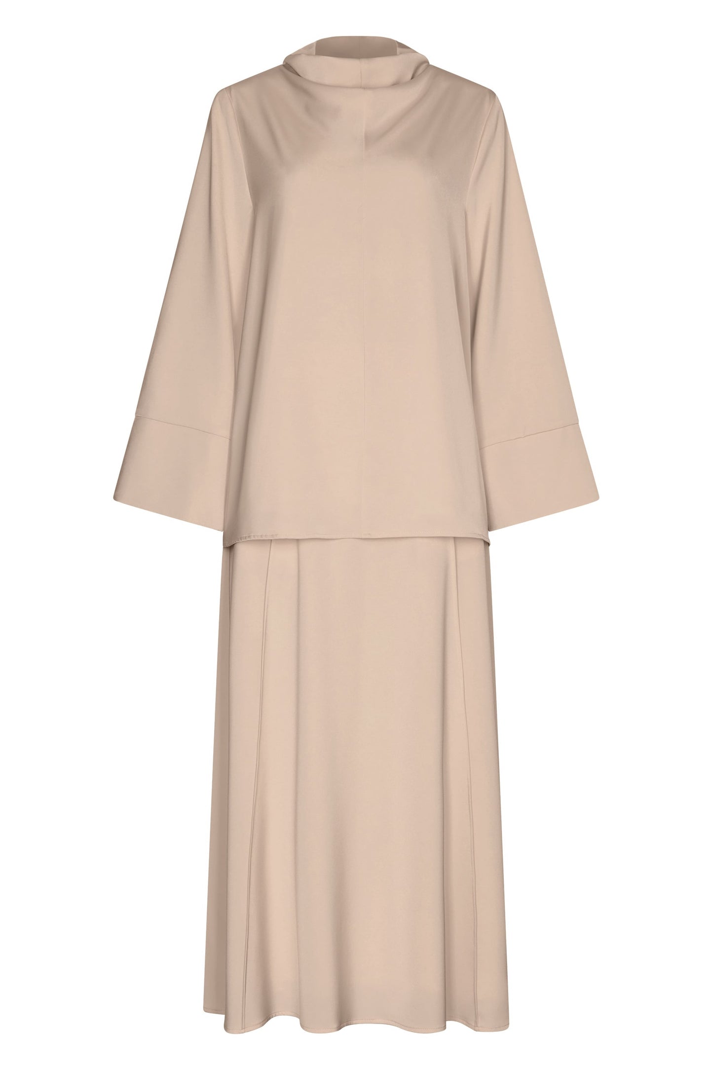 The High-Neck Satin Set - Warm Taupe