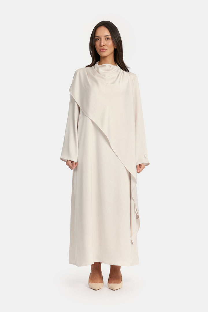 Draped Overlay Dress - Soft Ivory