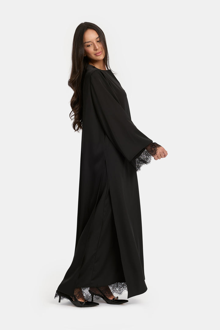 Double-Layer Lace Dress - Black