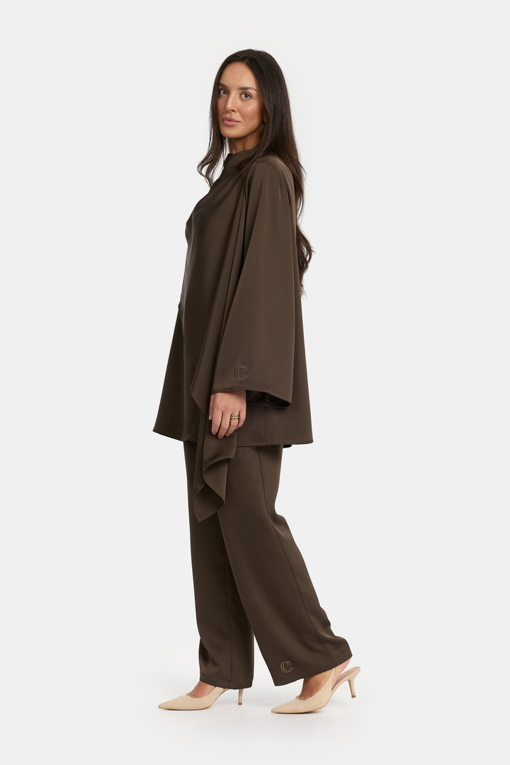 Draped Overlay Twinset - Cacoa Noir