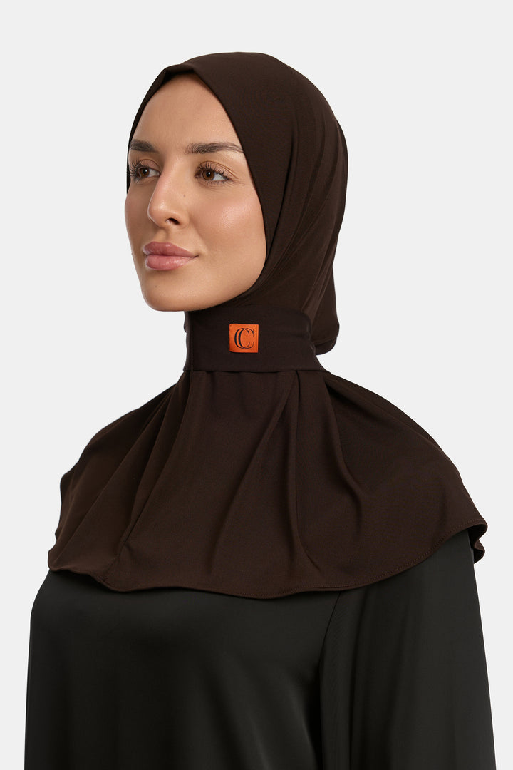 Instant scarve - Deep Cocoa with orange