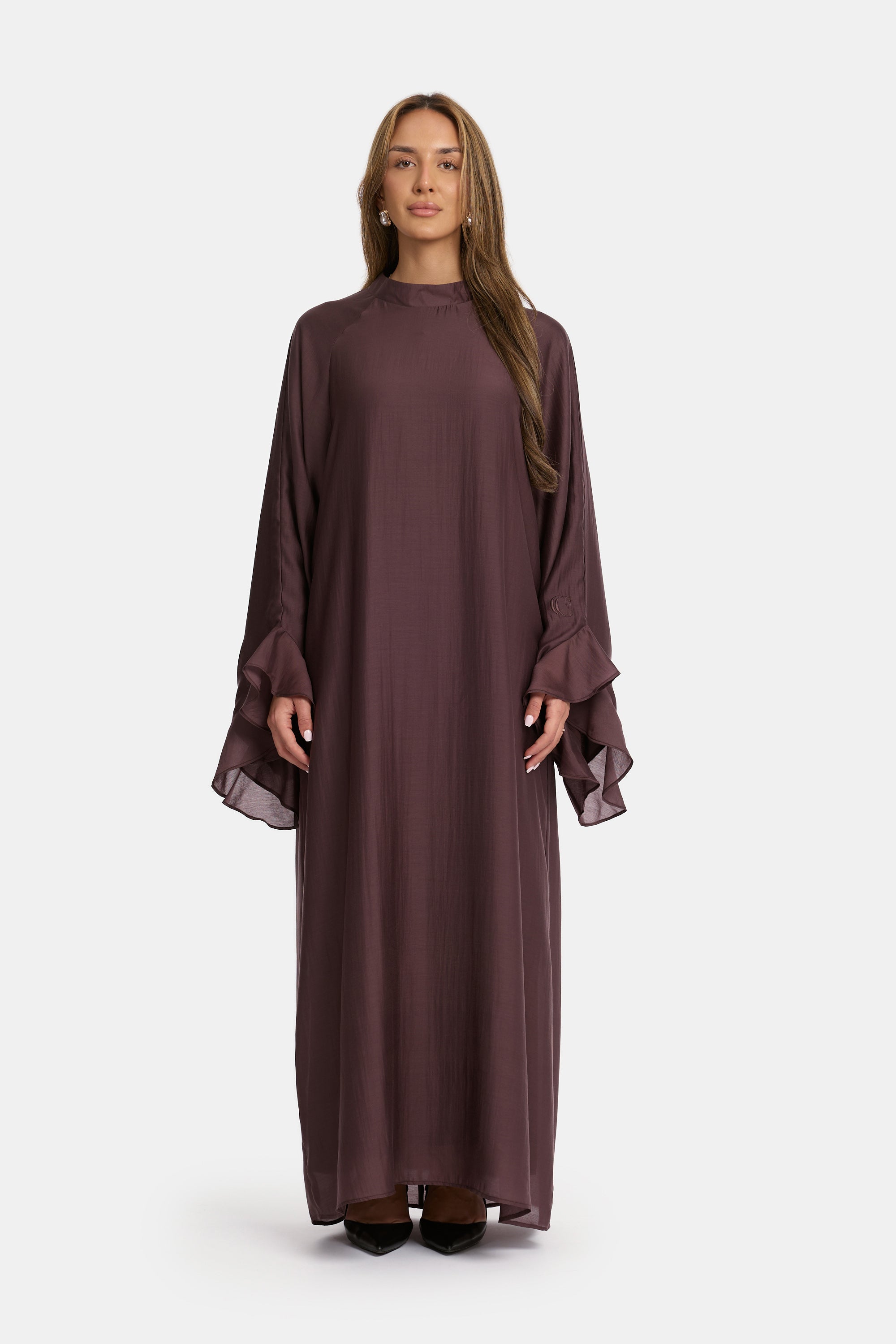 Flowy Sleeve Dress - Deep Plum