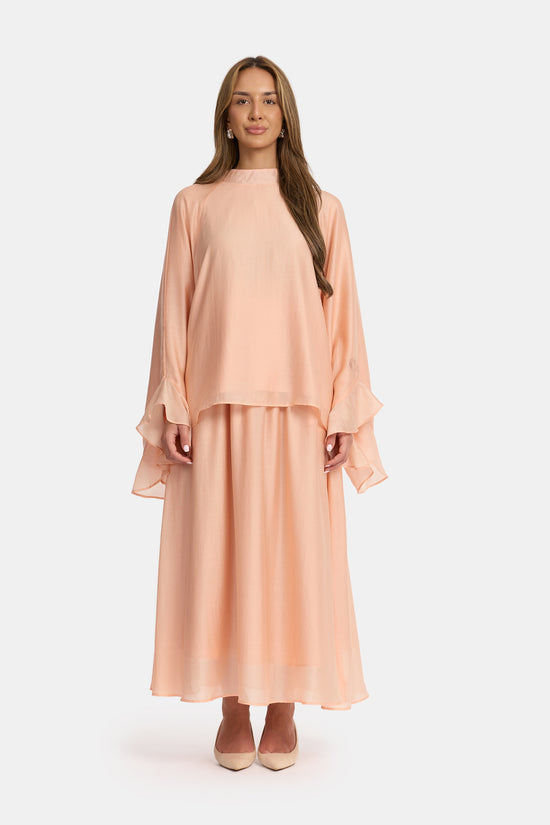 Flowy Sleeve Co-Ord Set - Apricot Glow