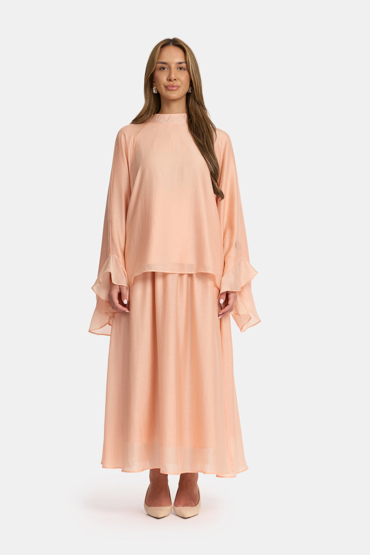 Flowy Sleeve Co-Ord Set - Apricot Glow
