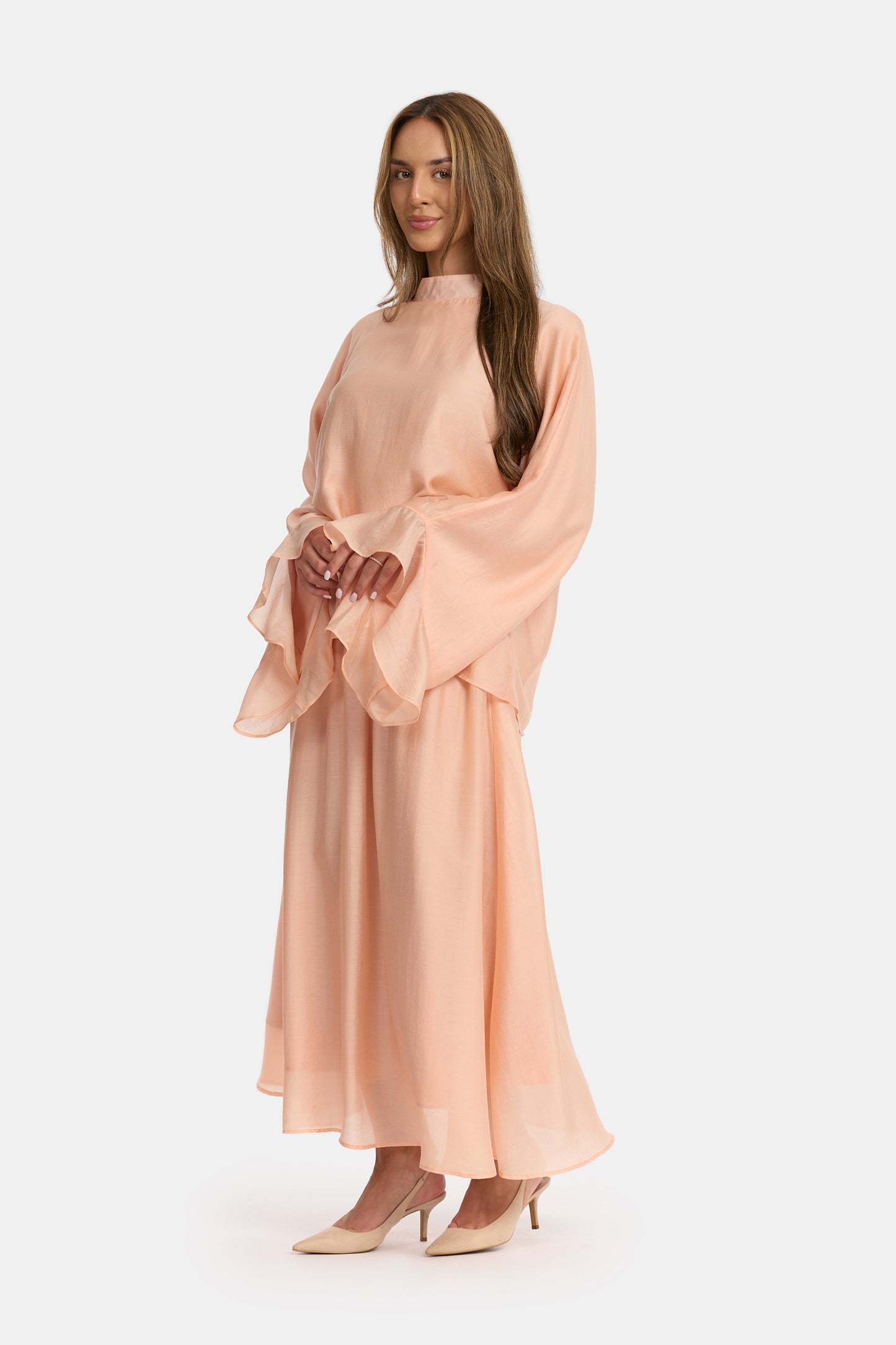 Flowy Sleeve Co-Ord Set - Apricot Glow
