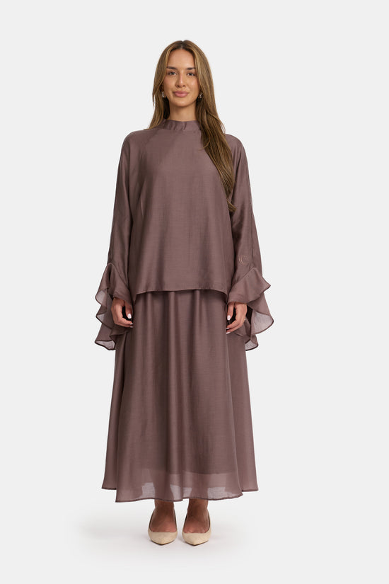 Flowy Sleeve Co-Ord Set - Mauve Taupe