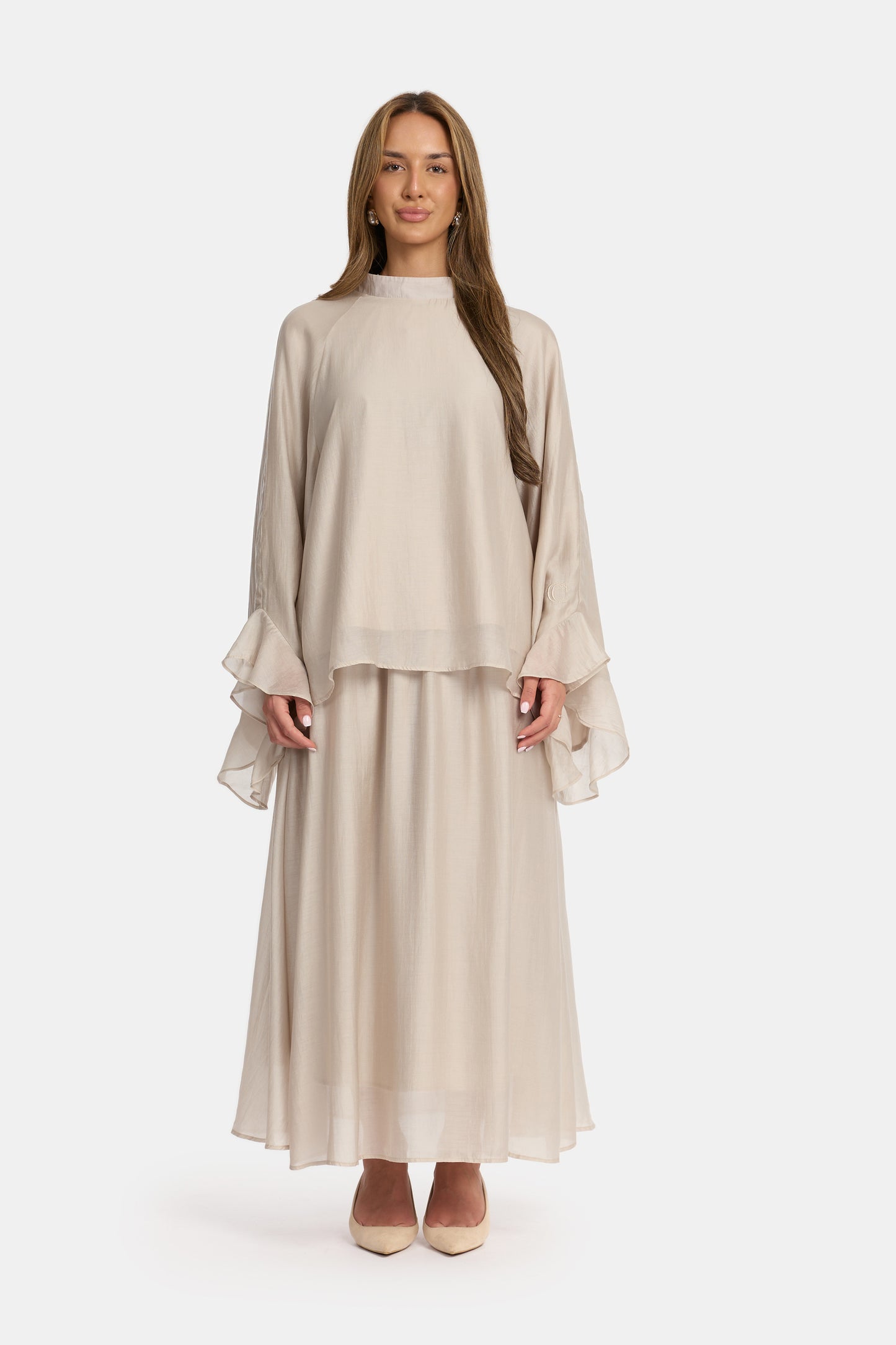 Flowy Sleeve Co-Ord Set - Pearl
