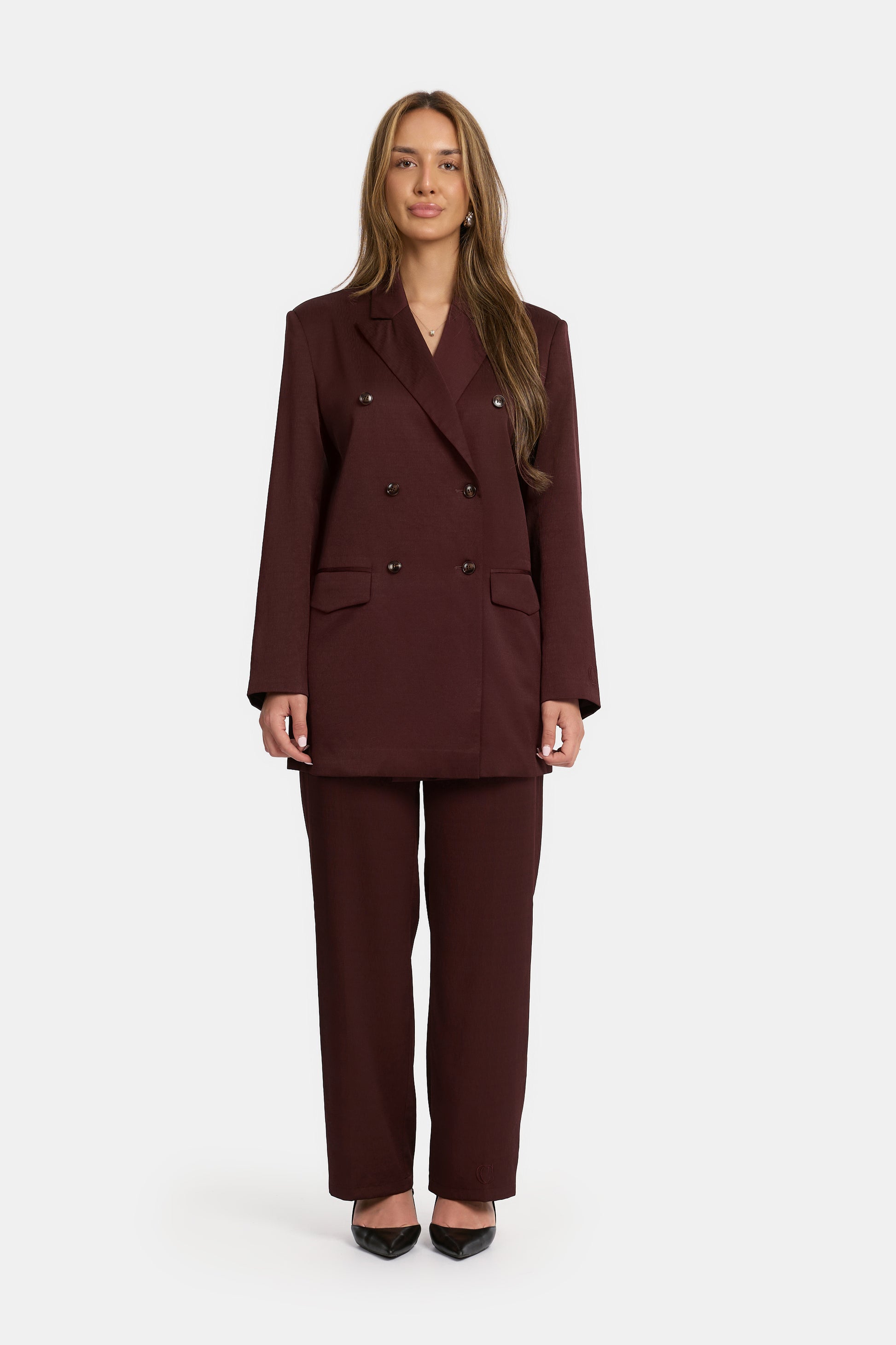 Textured Blazer - Burgundy