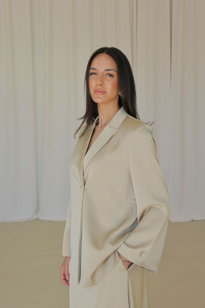 The Satin Blazer - Pistache Glow