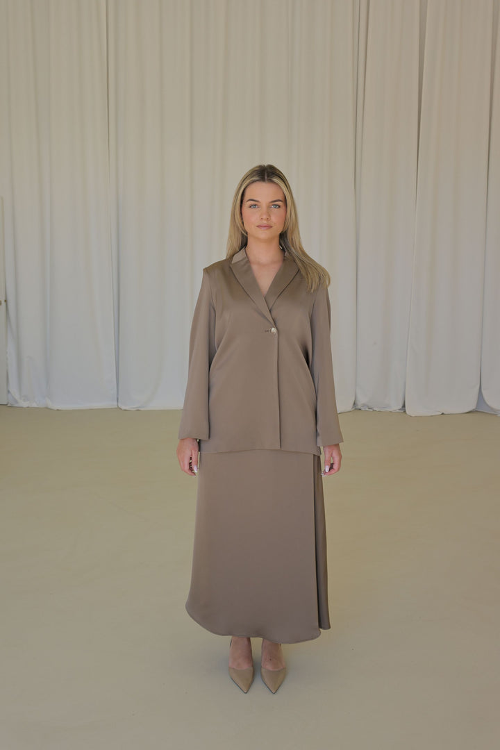 The Satin Skirt - BROWN