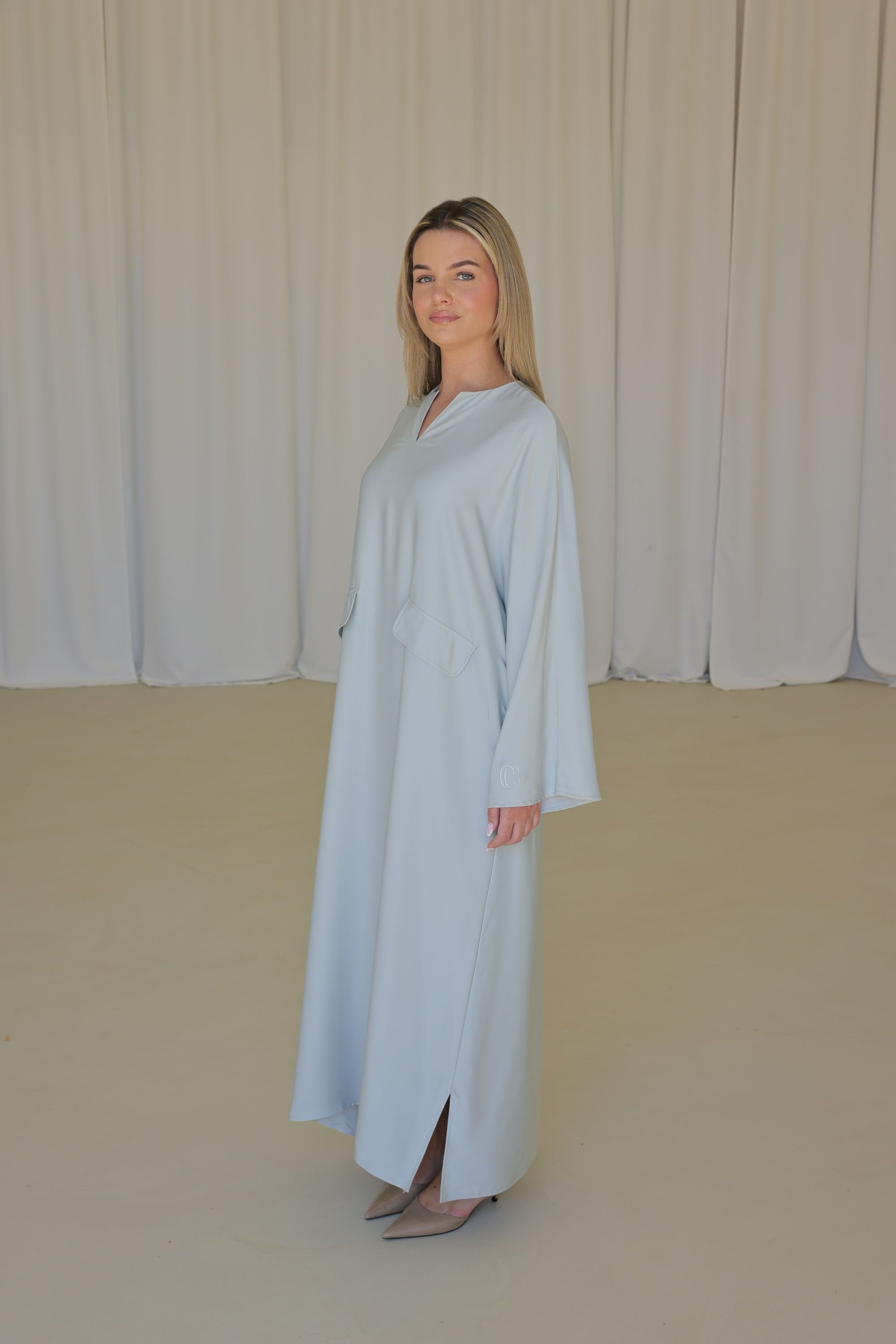 CAMÉLIA Satin Dress - ICE BLUE