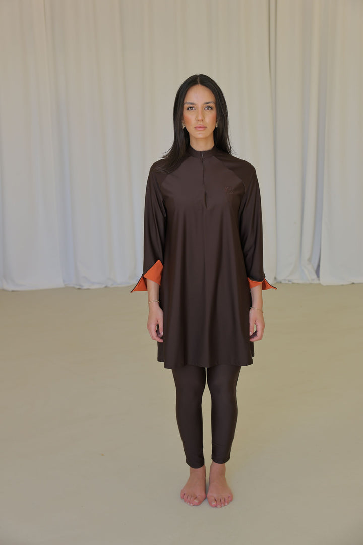 CAMÉLIA Burkini Regular - Brown with orange