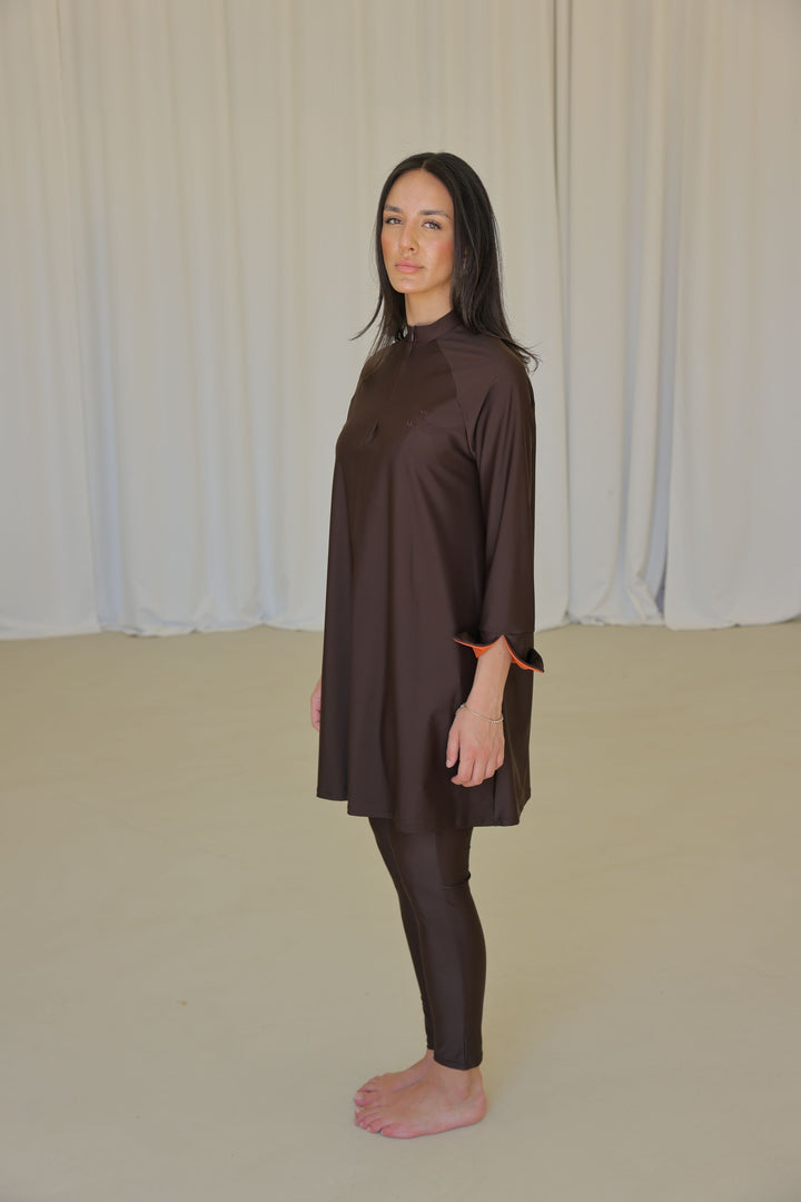 CAMÉLIA Burkini Regular - Brown with orange