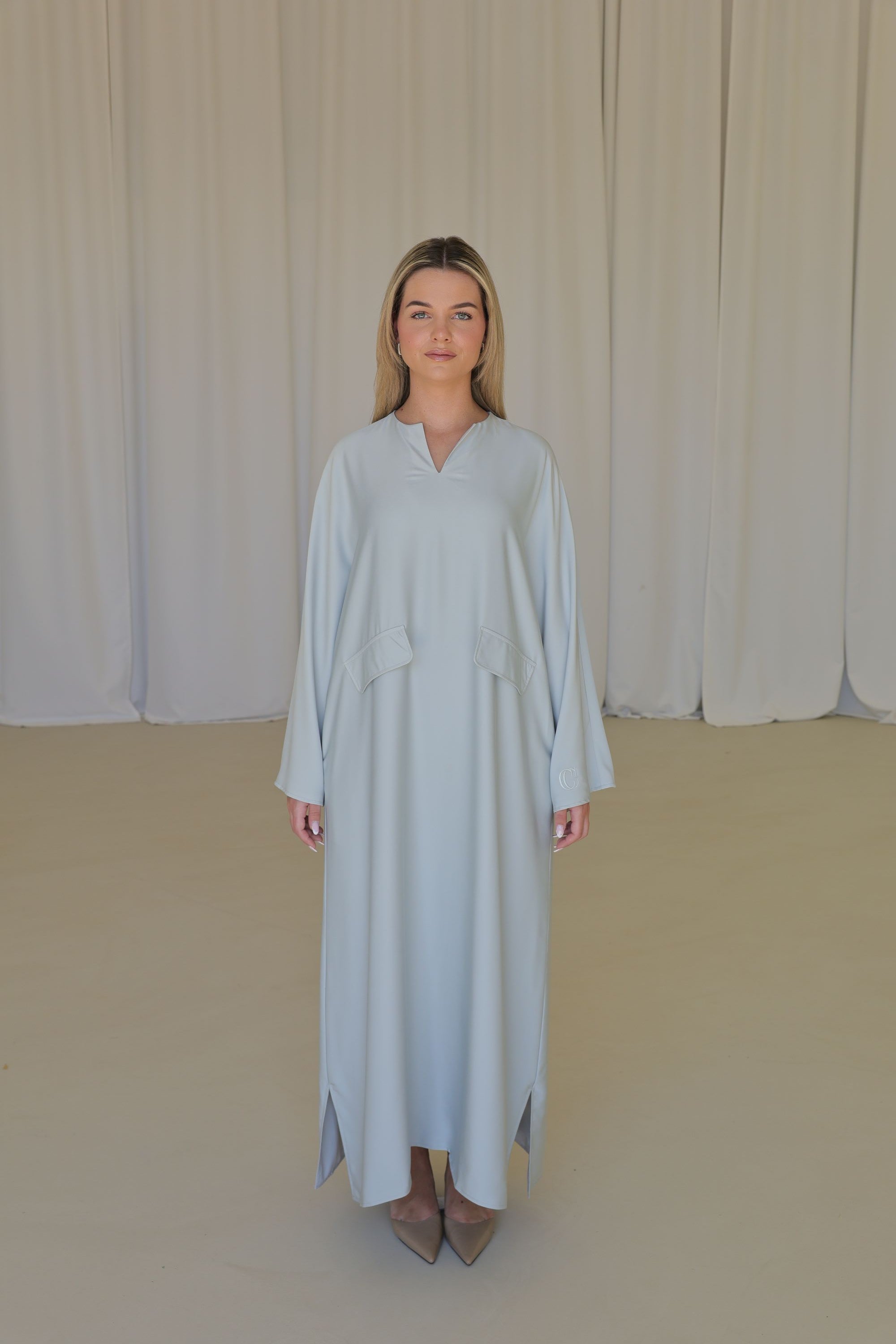 CAMÉLIA Satin Dress - ICE BLUE