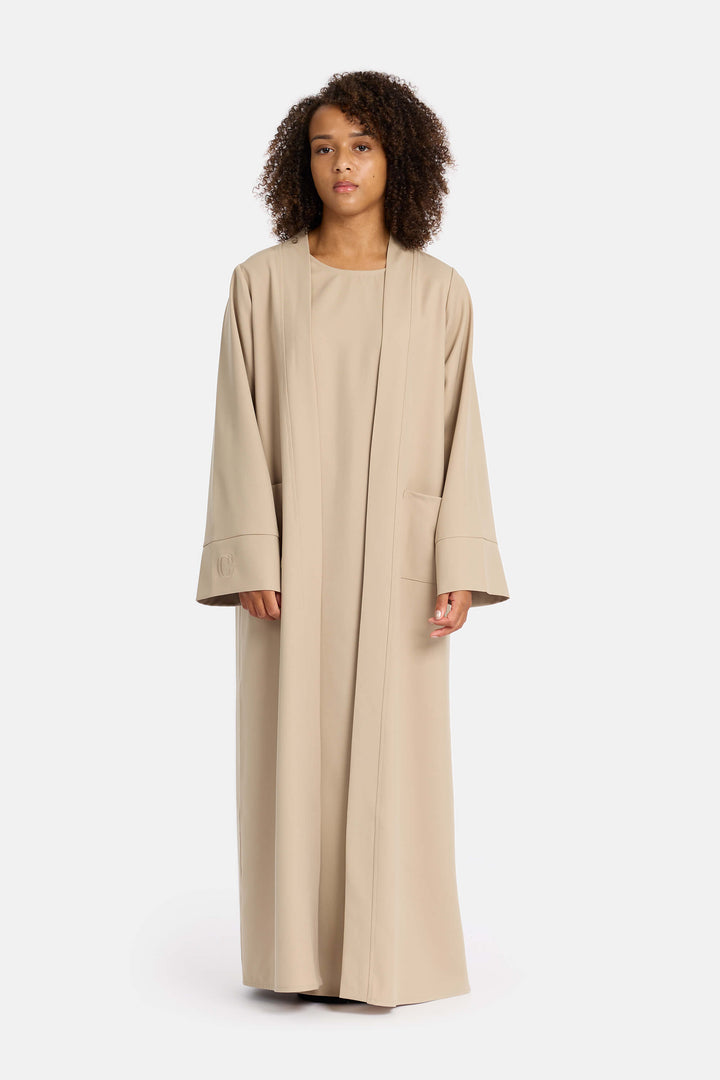 Basic abaya with pockets - sandstone