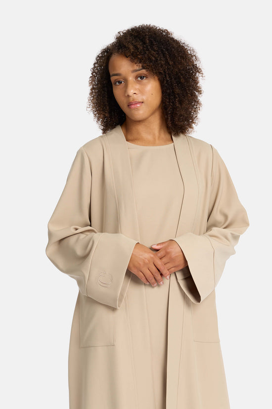 Basic abaya with pockets - sandstone