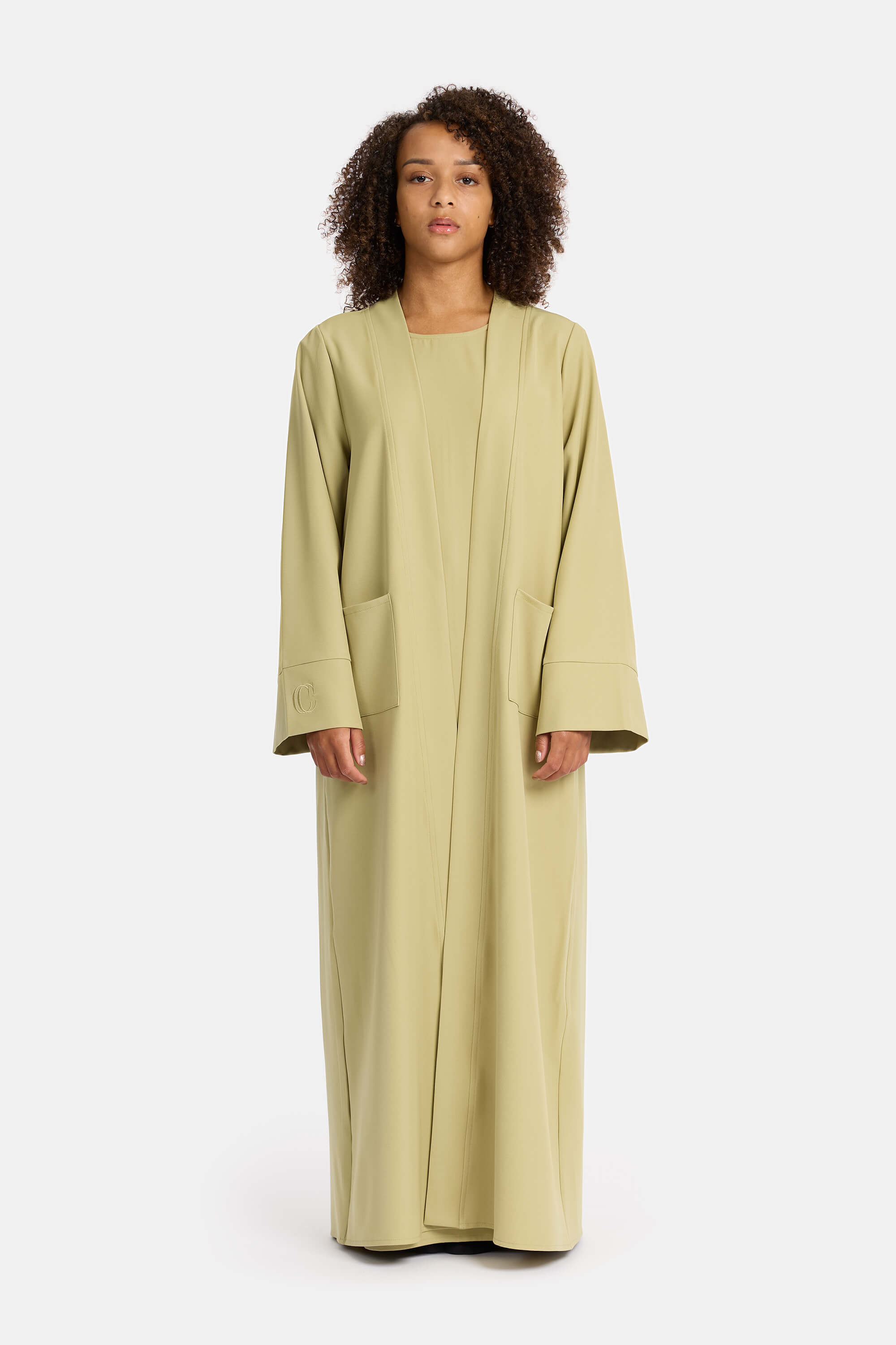 Basic Abaya with pockets- Moss green