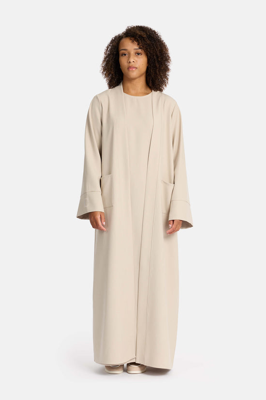 Basic Abaya with pockets-Pearl