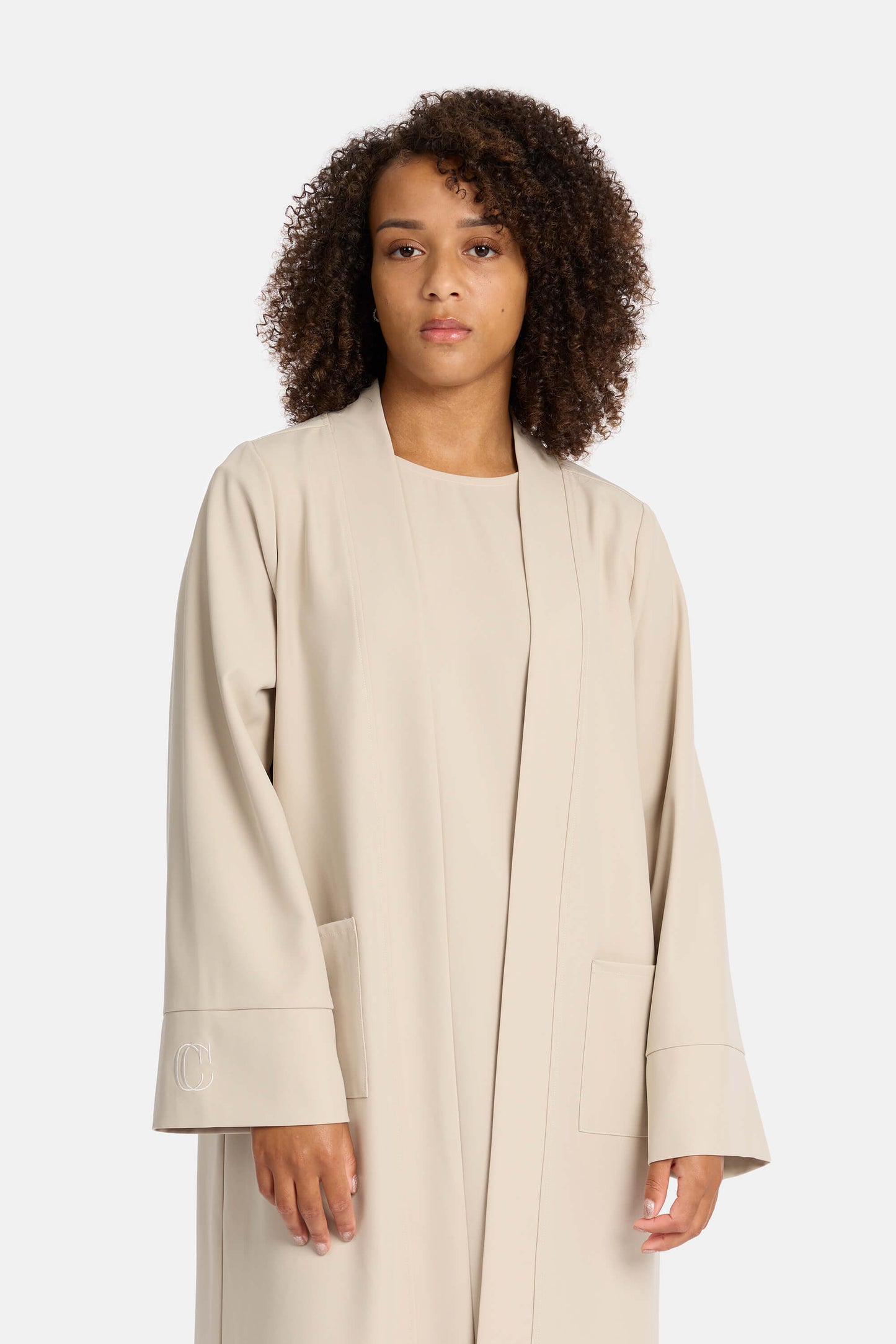 Basic Abaya with pockets-Pearl