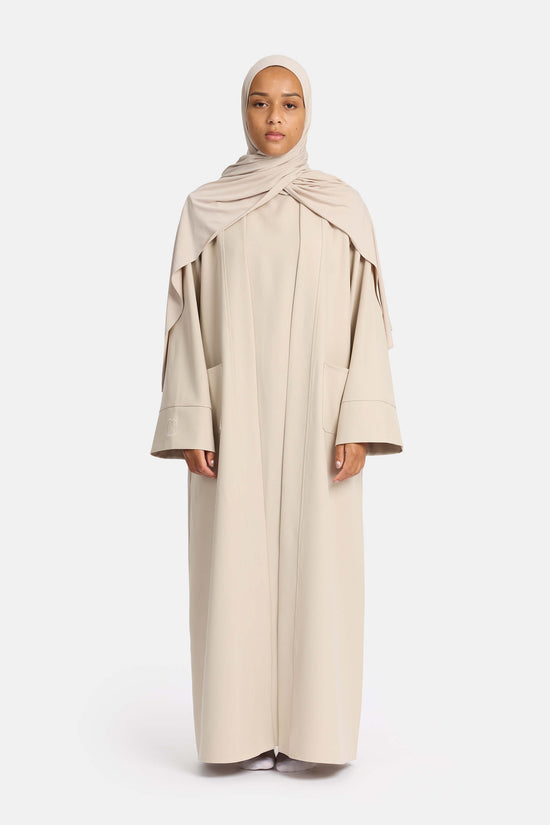 Basic Abaya with pockets-Pearl