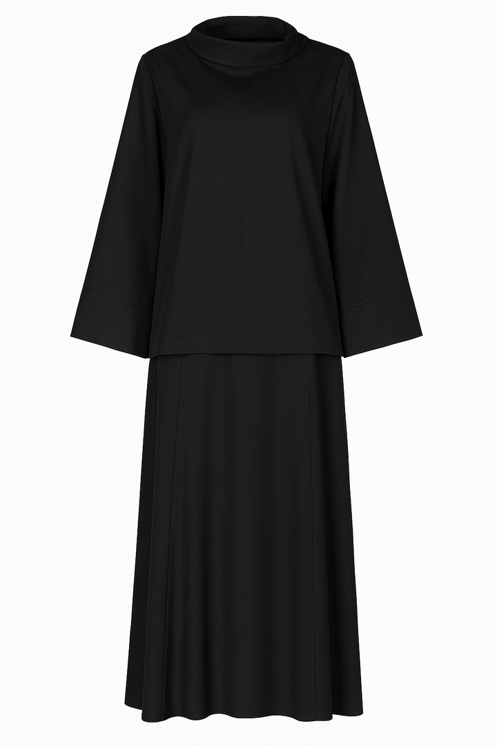The High-Neck Satin Set - Velvet Black